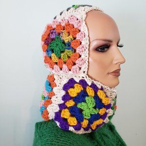 NWOT Balaclava. Handmade, Colorful and Fun granny Square Crochet Balaclava.